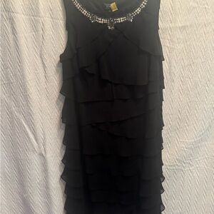dressbarn Black Sleeveless Dress with Beaded Neckline